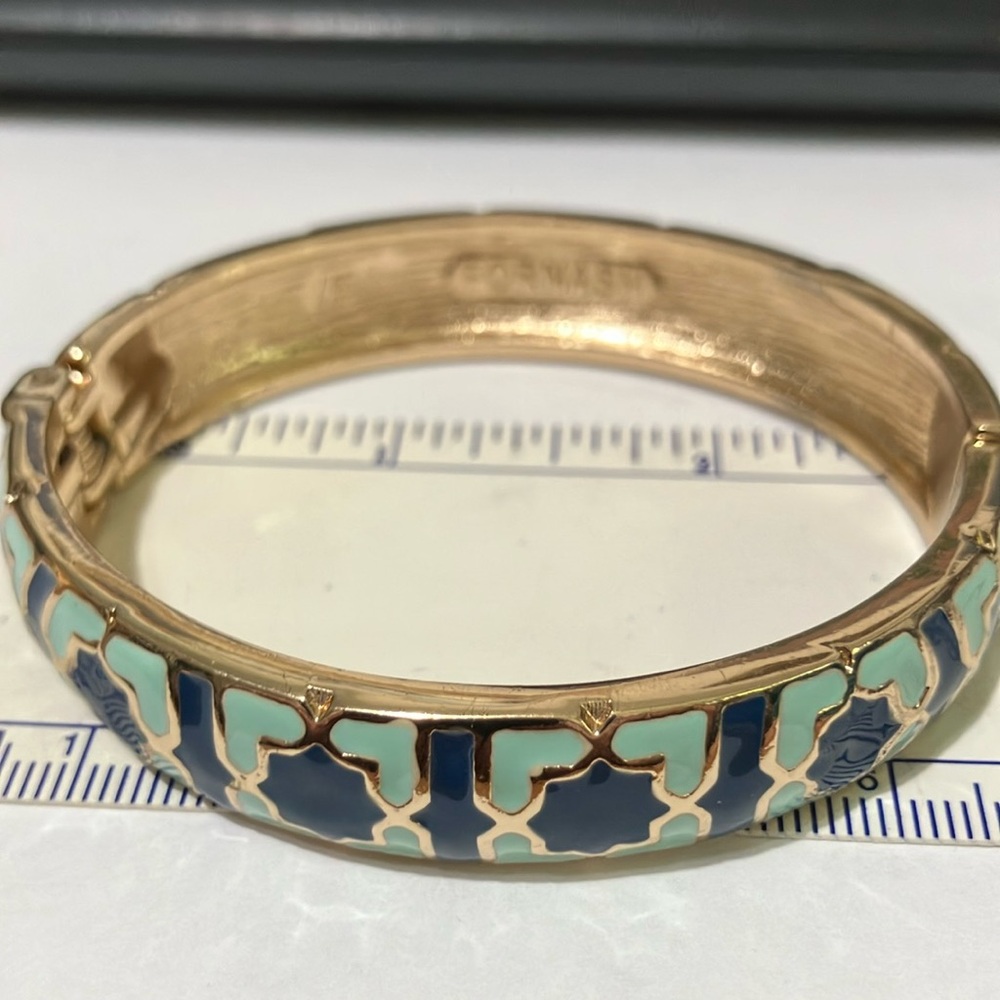 Vintage-Inspired Fornash Gold and Blue Enamel Bracelet